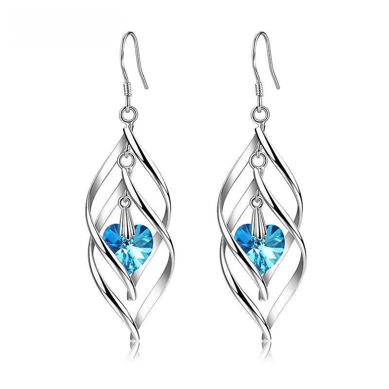 Kolczyki Srebrne Długie Wiszące z Kryształami