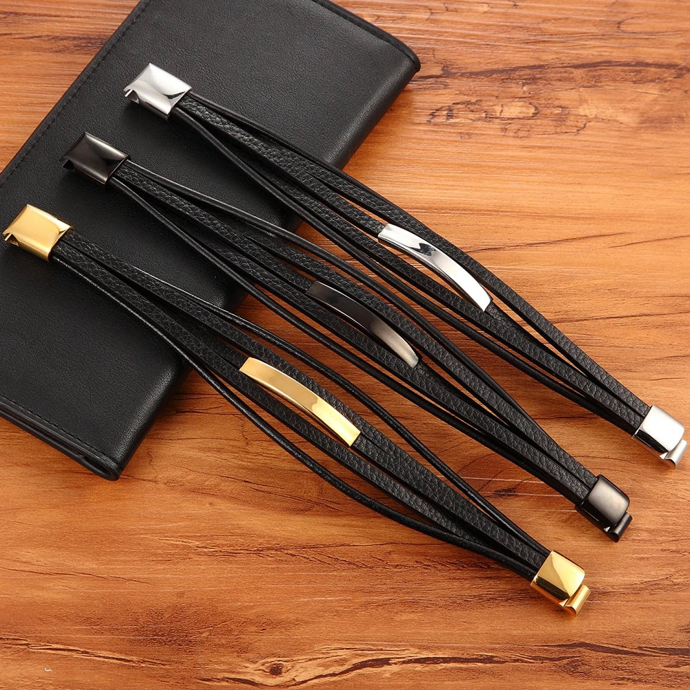 Bransoletka Męska ze Stali Nierdzewnej i Skóry - Akcesoria w Luksusowym Stylu