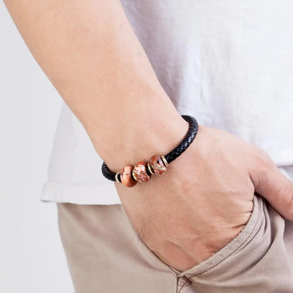 Bransoletka Unisex z Naturalnym Kamieniem - Klasyczna Elegancja dla Kobiet i Mężczyzn