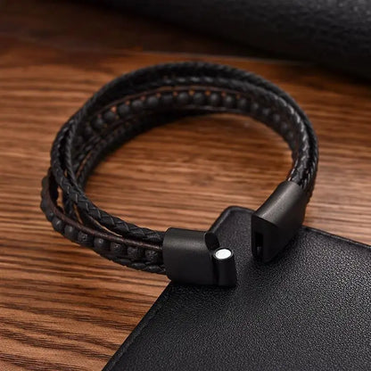 Bransoletka z Naturalnymi Zielonymi Kamieniami Skórzana Pleciona z Koralikami Vintage