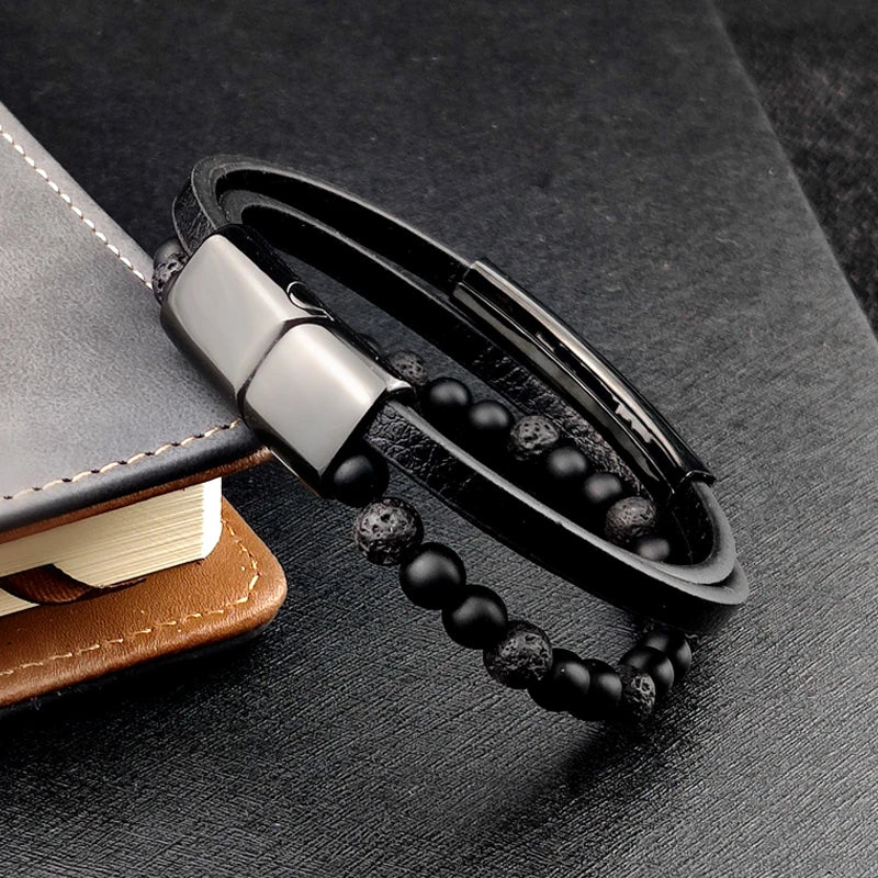 Bransoletka skórzana z kamieniem Tygrysie Oko – styl boho