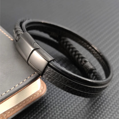 Bransoletka Wielowarstwowa Skórzana z Liściem Klonu