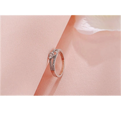 Pierścionek Srebrny ze Splecionymi Sercami