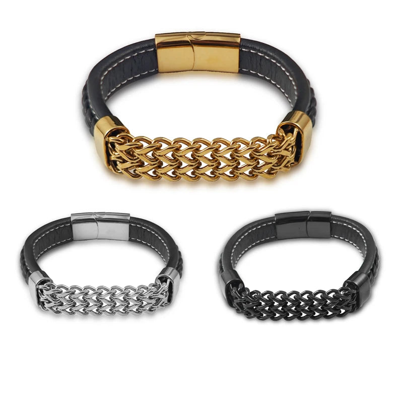 Bransoletka męska skórzana ze stali nierdzewnej – styl, trwałość i wyrazisty charakter