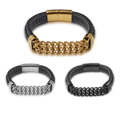 Bransoletka męska skórzana ze stali nierdzewnej – styl, trwałość i wyrazisty charakter