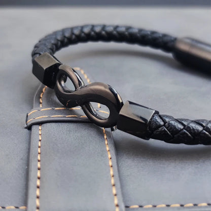Bransoletka Męska ze Skóry z Symbolem Nieskończoności
