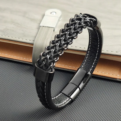 Bransoletka męska skórzana ze stali nierdzewnej – styl, trwałość i wyrazisty charakter