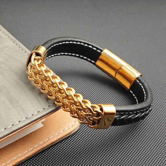 Bransoletka męska skórzana ze stali nierdzewnej – styl, trwałość i wyrazisty charakter