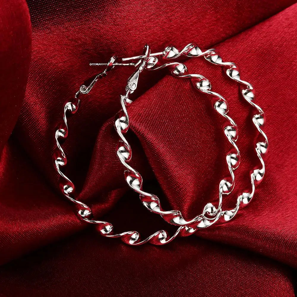 Kolczyki Srebrne Okrągłe Skręcane 5 cm