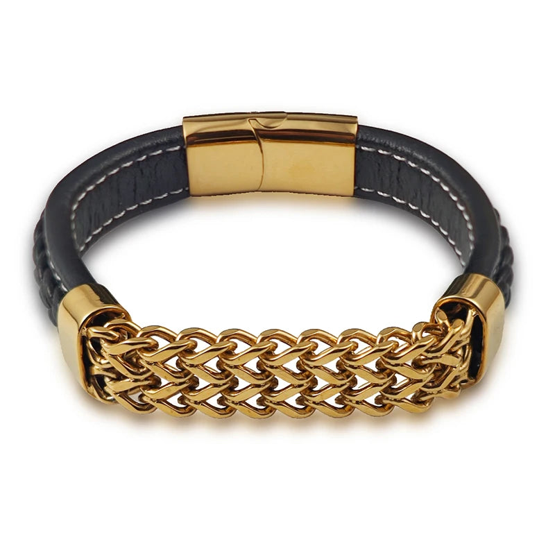 Bransoletka męska skórzana ze stali nierdzewnej – styl, trwałość i wyrazisty charakter