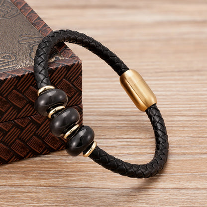 Bransoletka Unisex z Naturalnym Kamieniem - Klasyczna Elegancja dla Kobiet i Mężczyzn