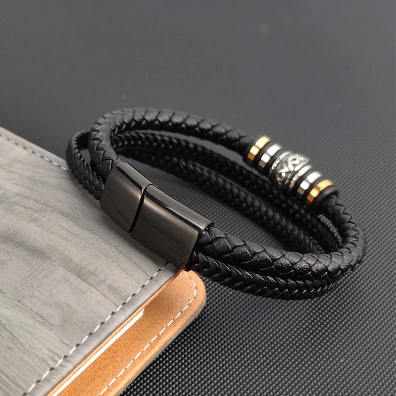 Bransoletka Męska Skórzana z koralikami – styl punk i elegancja w jednym