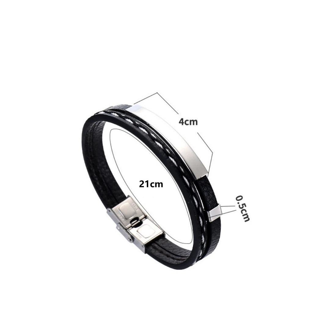 Bransoletka Męska z Łańcuszkiem i Skórą – Nowoczesna ze Stalą Nierdzewną