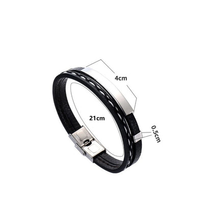 Bransoletka Męska z Łańcuszkiem i Skórą – Nowoczesna ze Stalą Nierdzewną