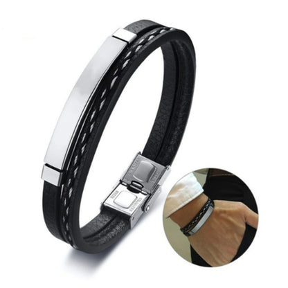 Bransoletka Męska z Łańcuszkiem i Skórą – Nowoczesna ze Stalą Nierdzewną