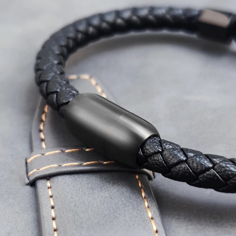 Bransoletka Męska ze Skóry z Symbolem Nieskończoności