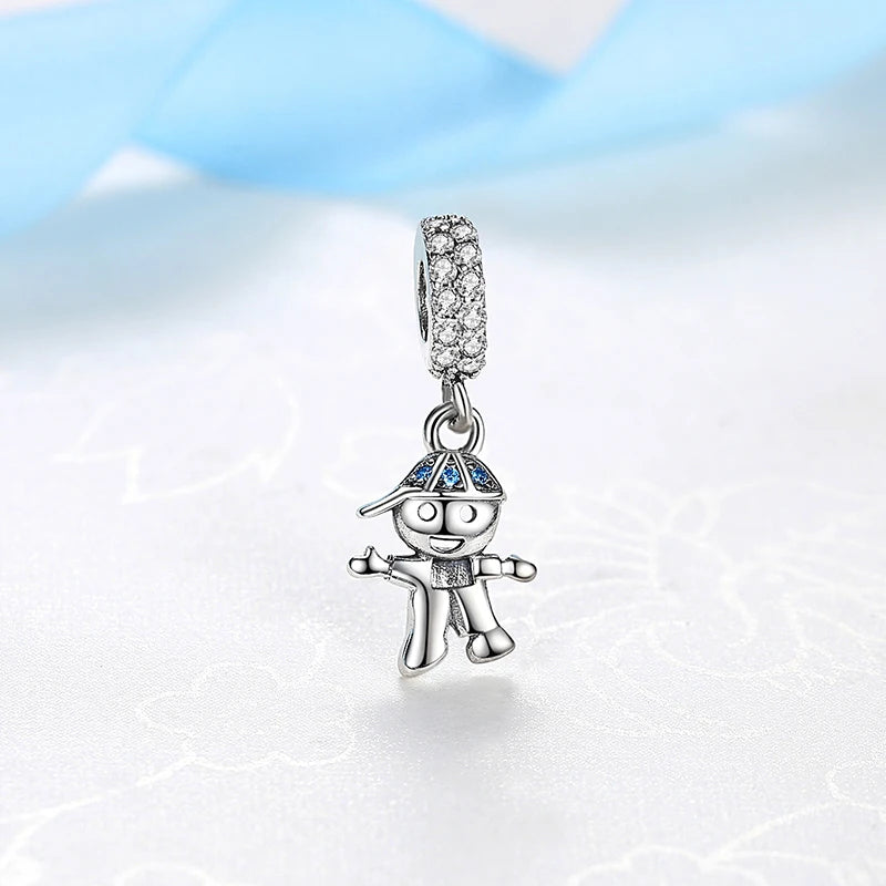 Zawieszka Srebrna w Kształcie Chłopca i Dziewczynki z Cyrkoniami