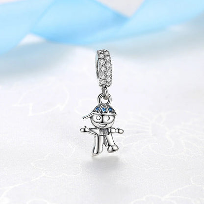 Zawieszka Srebrna w Kształcie Chłopca i Dziewczynki z Cyrkoniami
