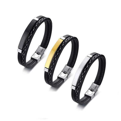 Bransoletka Męska z Łańcuszkiem i Skórą – Nowoczesna ze Stalą Nierdzewną