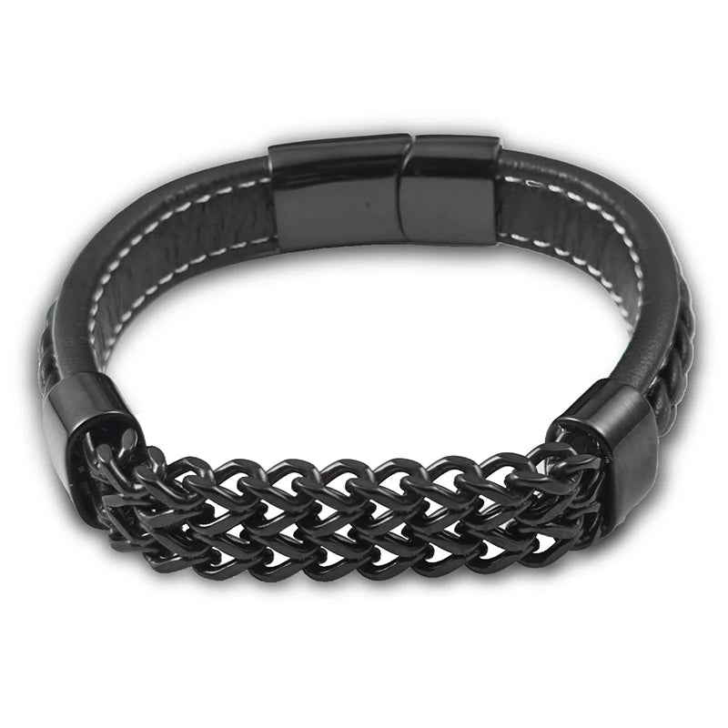Bransoletka męska skórzana ze stali nierdzewnej – styl, trwałość i wyrazisty charakter