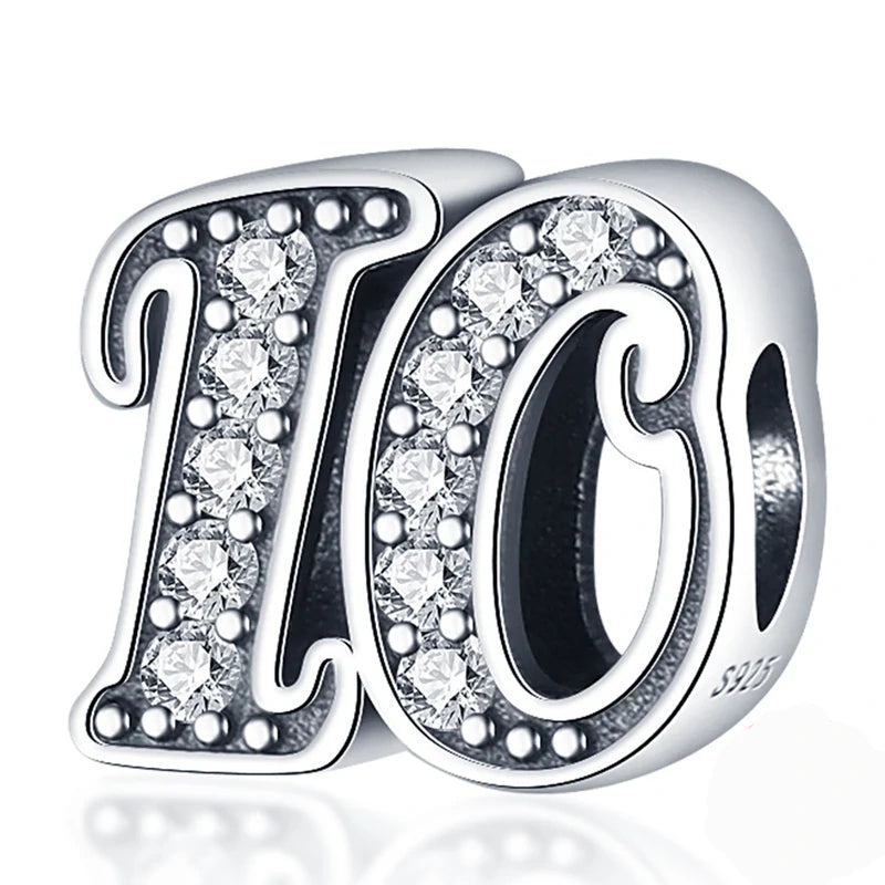 Srebrne zawieszki rocznicowe koraliki z numerami