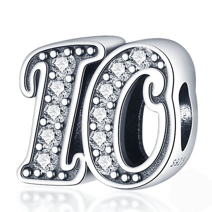 Srebrne zawieszki rocznicowe koraliki z numerami