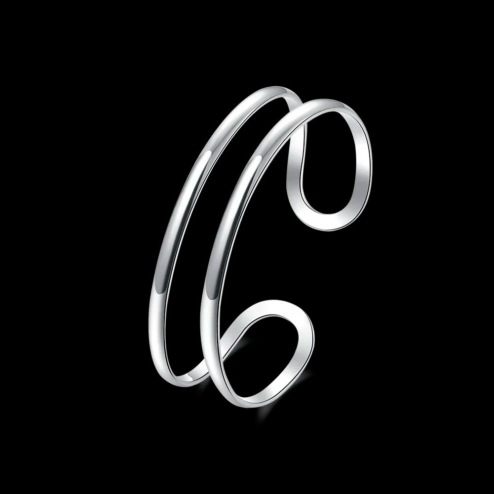 Bransoletka Srebrna Bangle z Podwójną Linią