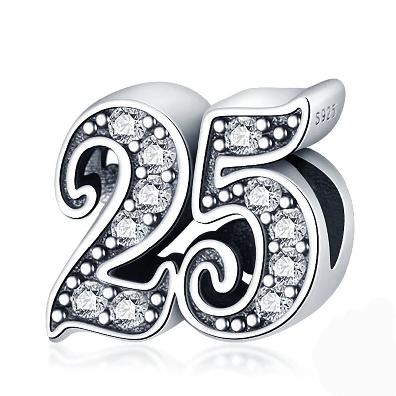 Srebrne zawieszki rocznicowe koraliki z numerami