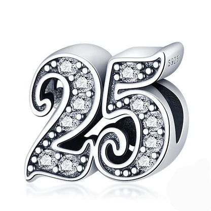 Srebrne zawieszki rocznicowe koraliki z numerami