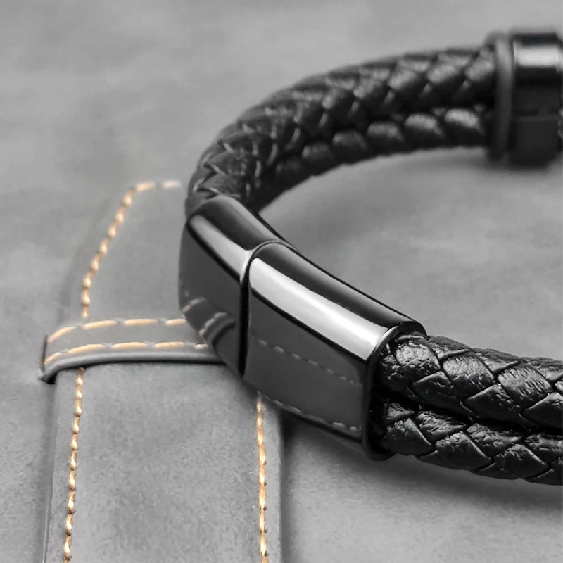 Bransoletka Męska z Kamieni Naturalnych i Stali Nierdzewnej – Klasyczny Styl