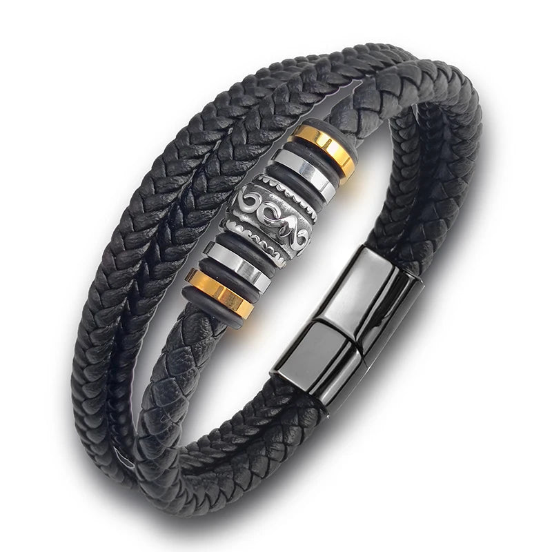 Bransoletka Męska Skórzana z koralikami – styl punk i elegancja w jednym