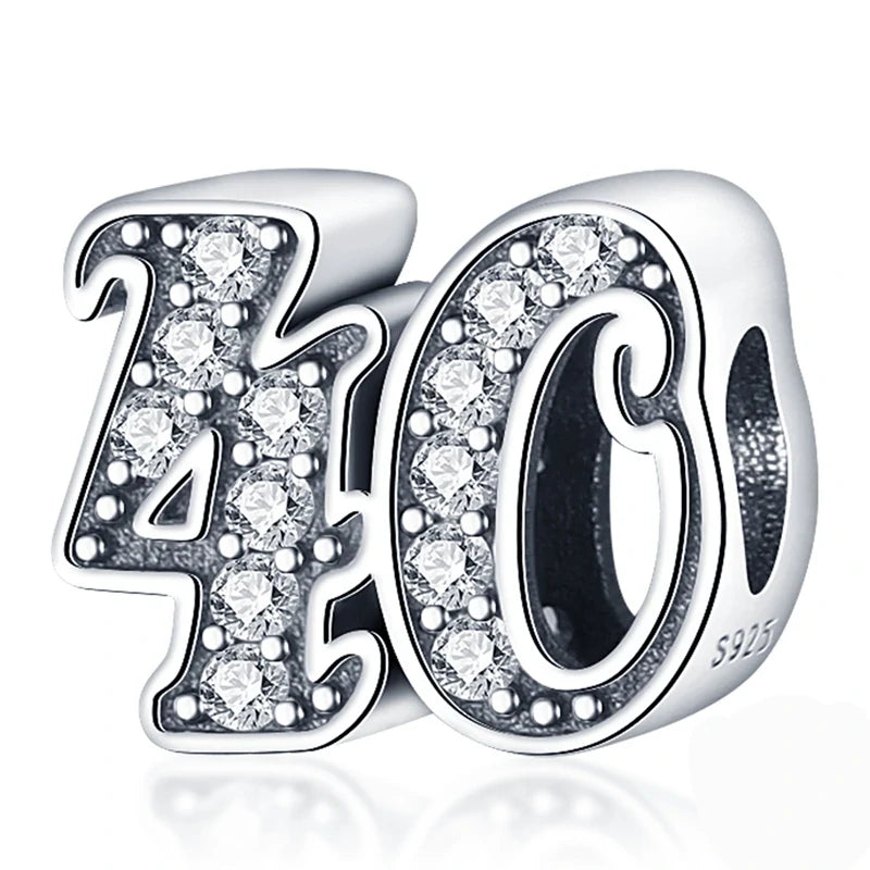 Srebrne zawieszki rocznicowe koraliki z numerami