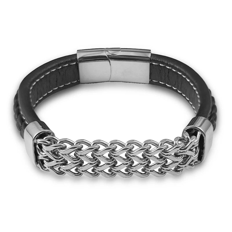 Bransoletka męska skórzana ze stali nierdzewnej – styl, trwałość i wyrazisty charakter