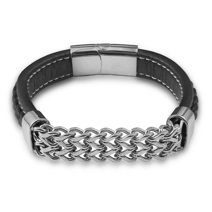 Bransoletka męska skórzana ze stali nierdzewnej – styl, trwałość i wyrazisty charakter