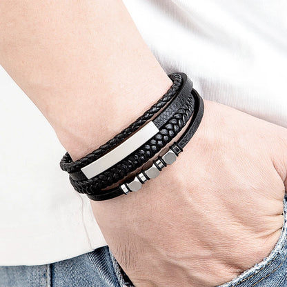 Bransoletka Męska ze Stali Nierdzewnej i skóry naturalnej